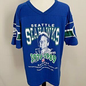 VTG 90s Rawlings NFL Seattle Seahawks Steve Largent #80 USA V-Neck Shirt L
